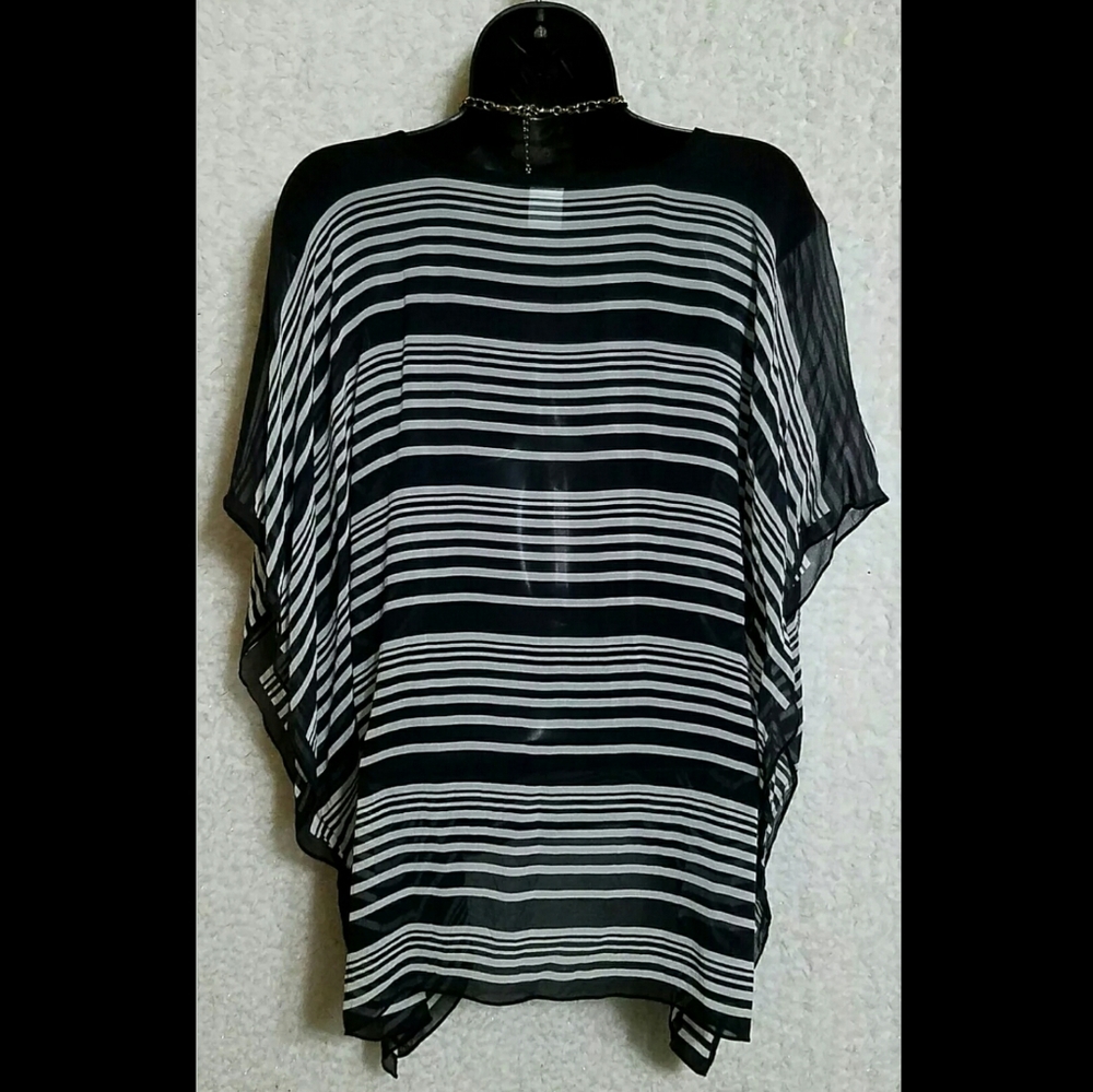 NWOT Talbots Silk Chiffon V Neck Poncho Sheer S/M - Picture 5 of 12